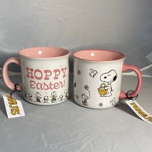 Peanuts Pink and White Hoppy Easter Mug Pair